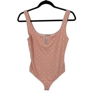 Free People bodysuit Printed romance polka dot pink size Small S